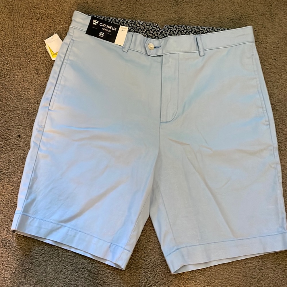 Cremieux Newport Light Blue Flat Front Shorts Size 32 9"